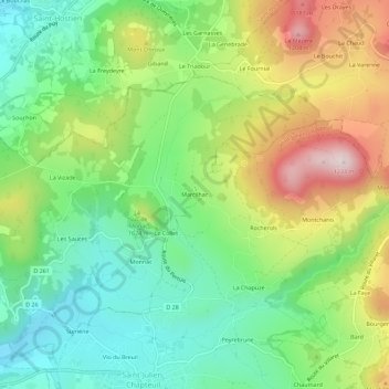 Topografische Karte Marcilhac, Höhe, Relief