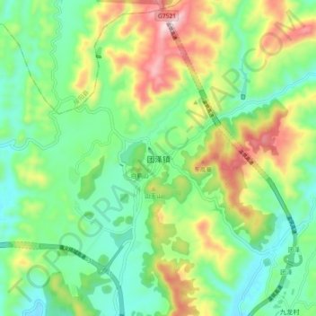 Topografische Karte 团泽镇, Höhe, Relief