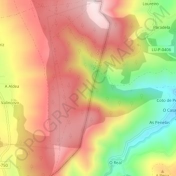 Topografische Karte Romeor, Höhe, Relief
