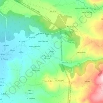 Topografische Karte Goimil, Höhe, Relief