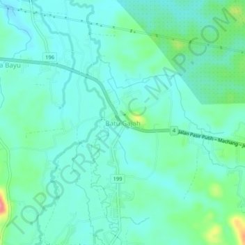 Topografische Karte Batu Gajah, Höhe, Relief