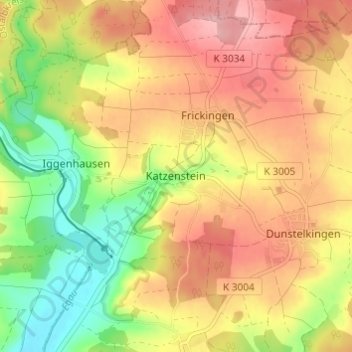 Topografische Karte Katzenstein, Höhe, Relief
