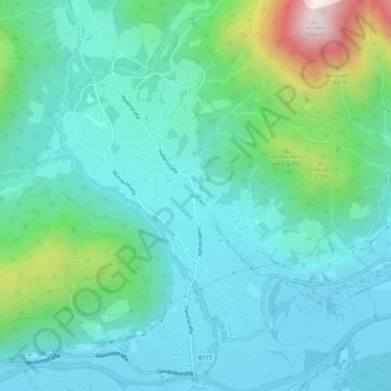 Topografische Karte Hall, Höhe, Relief