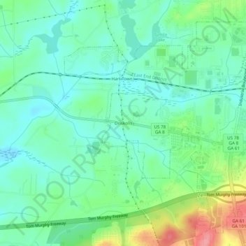 Topografische Karte Driskolls, Höhe, Relief