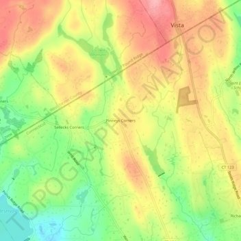 Topografische Karte Pinneys Corners, Höhe, Relief