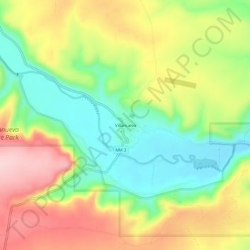 Topografische Karte Villanueva, Höhe, Relief