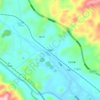 Topografische Karte 下戛枝, Höhe, Relief