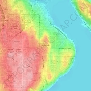 Topografische Karte Kenilworth, Höhe, Relief