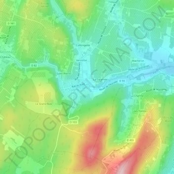 Topografische Karte Les Nièvres, Höhe, Relief