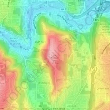 Topografische Karte Norway Hill, Höhe, Relief