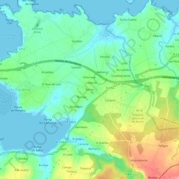 Topografische Karte Barres, Höhe, Relief