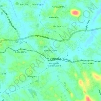 Topografische Karte Gehenuwala, Höhe, Relief