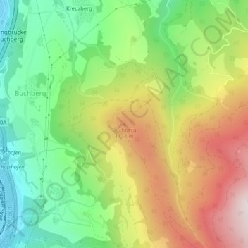 Topografische Karte Buchberg, Höhe, Relief