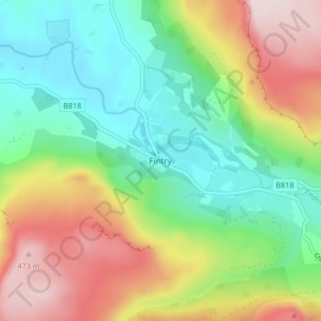 Topografische Karte Fintry, Höhe, Relief