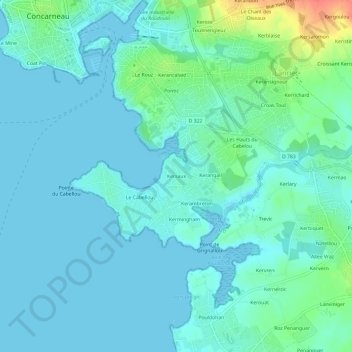 Topografische Karte Kersaux, Höhe, Relief