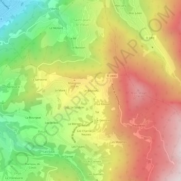 Topografische Karte Le Rousset, Höhe, Relief
