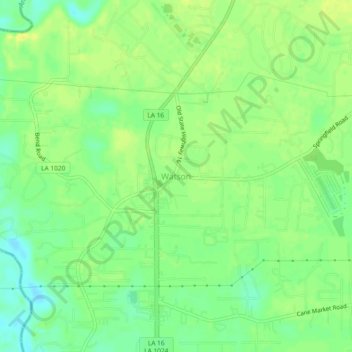 Topografische Karte Watson, Höhe, Relief