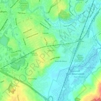 Topografische Karte Ashcroft, Höhe, Relief