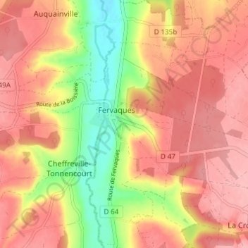 Topografische Karte Cour des Sourciers, Höhe, Relief