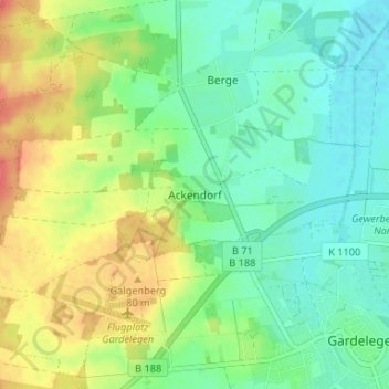 Topografische Karte Ackendorf, Höhe, Relief