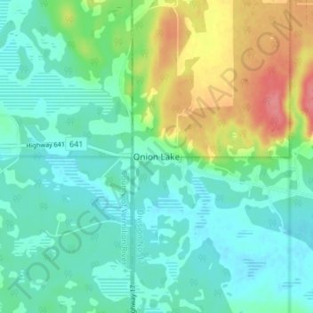 Topografische Karte Onion Lake, Höhe, Relief
