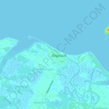 Topografische Karte Alambique, Höhe, Relief