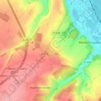 Topografische Karte Villers sur Mareuil, Höhe, Relief