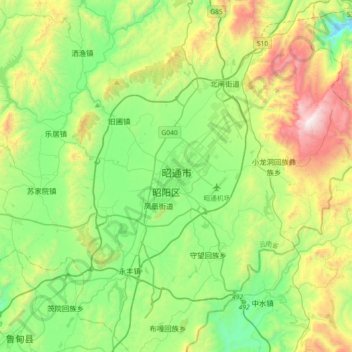 Topografische Karte 昭通市, Höhe, Relief