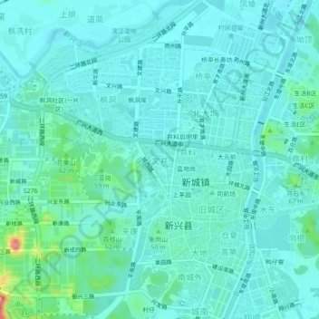 Topografische Karte 文井, Höhe, Relief