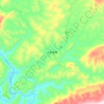 Topografische Karte 大坝场镇, Höhe, Relief