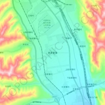 Topografische Karte 黄家寨镇, Höhe, Relief