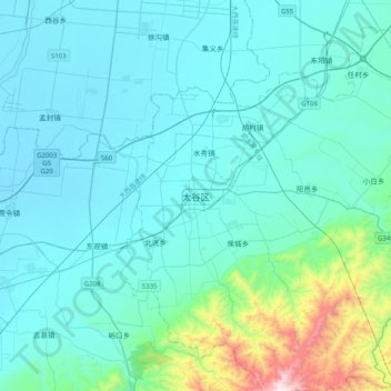 Topografische Karte 太谷区, Höhe, Relief