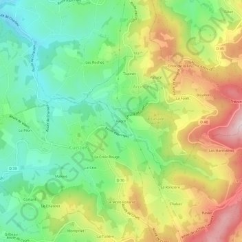 Topografische Karte Fagot, Höhe, Relief