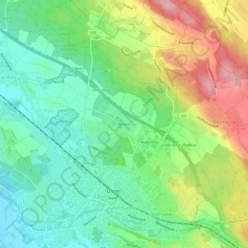 Topografische Karte Winikon, Höhe, Relief