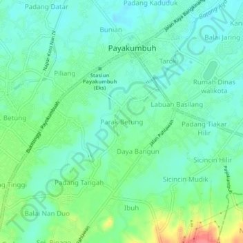 Topografische Karte Parak Betung, Höhe, Relief