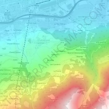 Topografische Karte Gerbore, Höhe, Relief