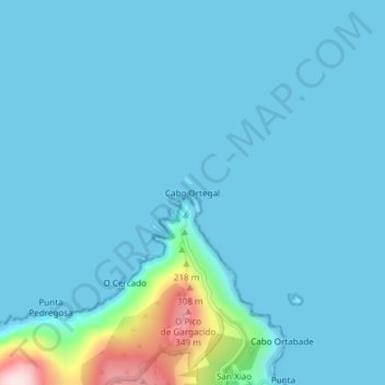 Topografische Karte Cabo Ortegal, Höhe, Relief