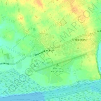 Topografische Karte Warton, Höhe, Relief