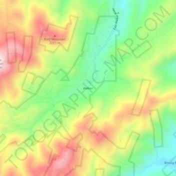 Topografische Karte Walker, Höhe, Relief