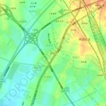 Topografische Karte 陈榨湾, Höhe, Relief