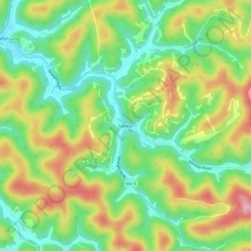 Topografische Karte Yawkey, Höhe, Relief