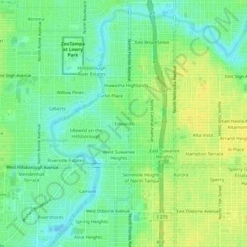 Topografische Karte Edwards, Höhe, Relief