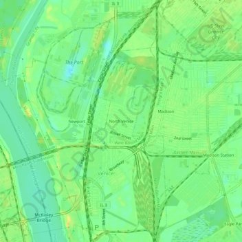 Topografische Karte North Venice, Höhe, Relief