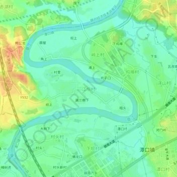 Topografische Karte 江坝村, Höhe, Relief
