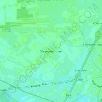 Topografische Karte Steenwijksmoer, Höhe, Relief