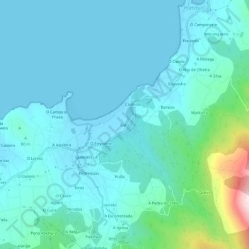 Topografische Karte Cans, Höhe, Relief