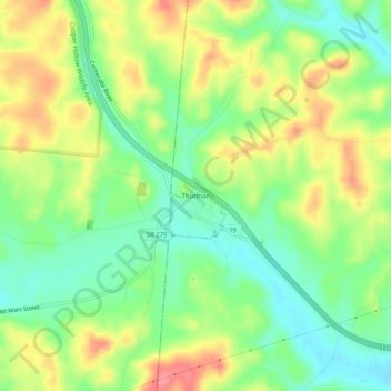 Topografische Karte Thurman, Höhe, Relief
