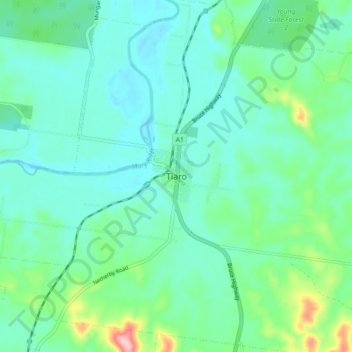 Topografische Karte Tiaro, Höhe, Relief