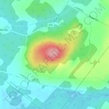 Topografische Karte Mont Proulx, Höhe, Relief