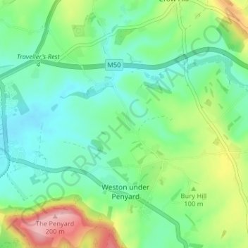 Topografische Karte Kingstone, Höhe, Relief